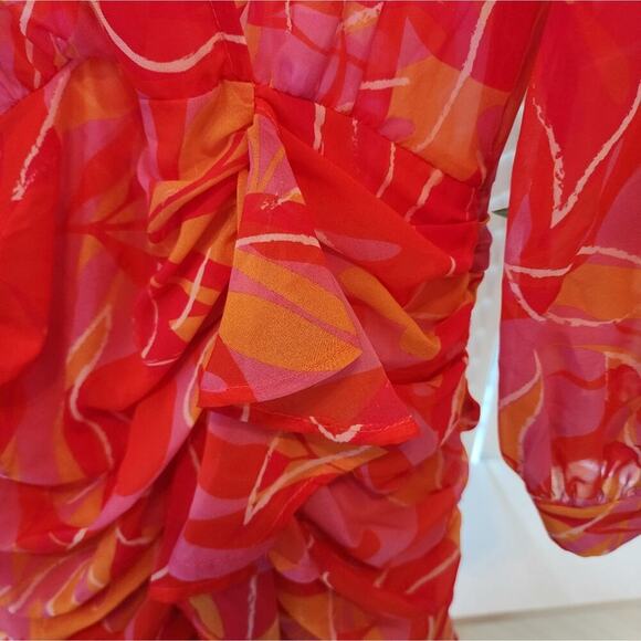 KASIA ROUCHED LAYERED MINI MULTI COLOR DRESS SIZE SMALL RETAIL $238 - Picture 5 of 7